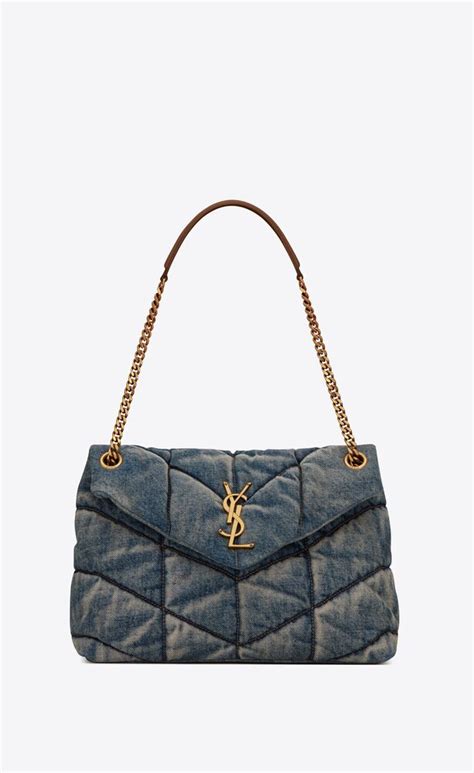 ysl yellow suede bag|ysl denim puffer bag.